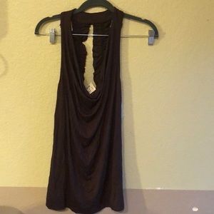 NWT racer back style dark brown blouse